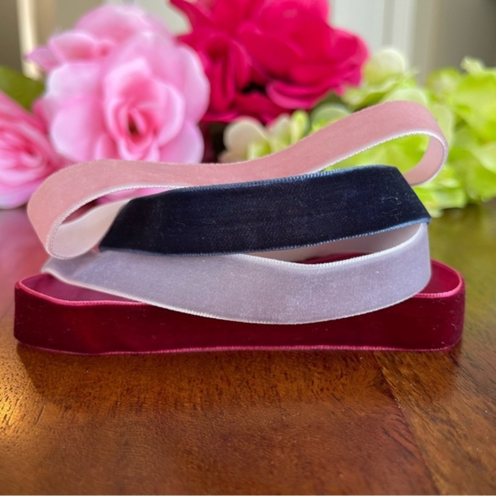 Lot of 4 Velvet Ribbon Choker Necklaces